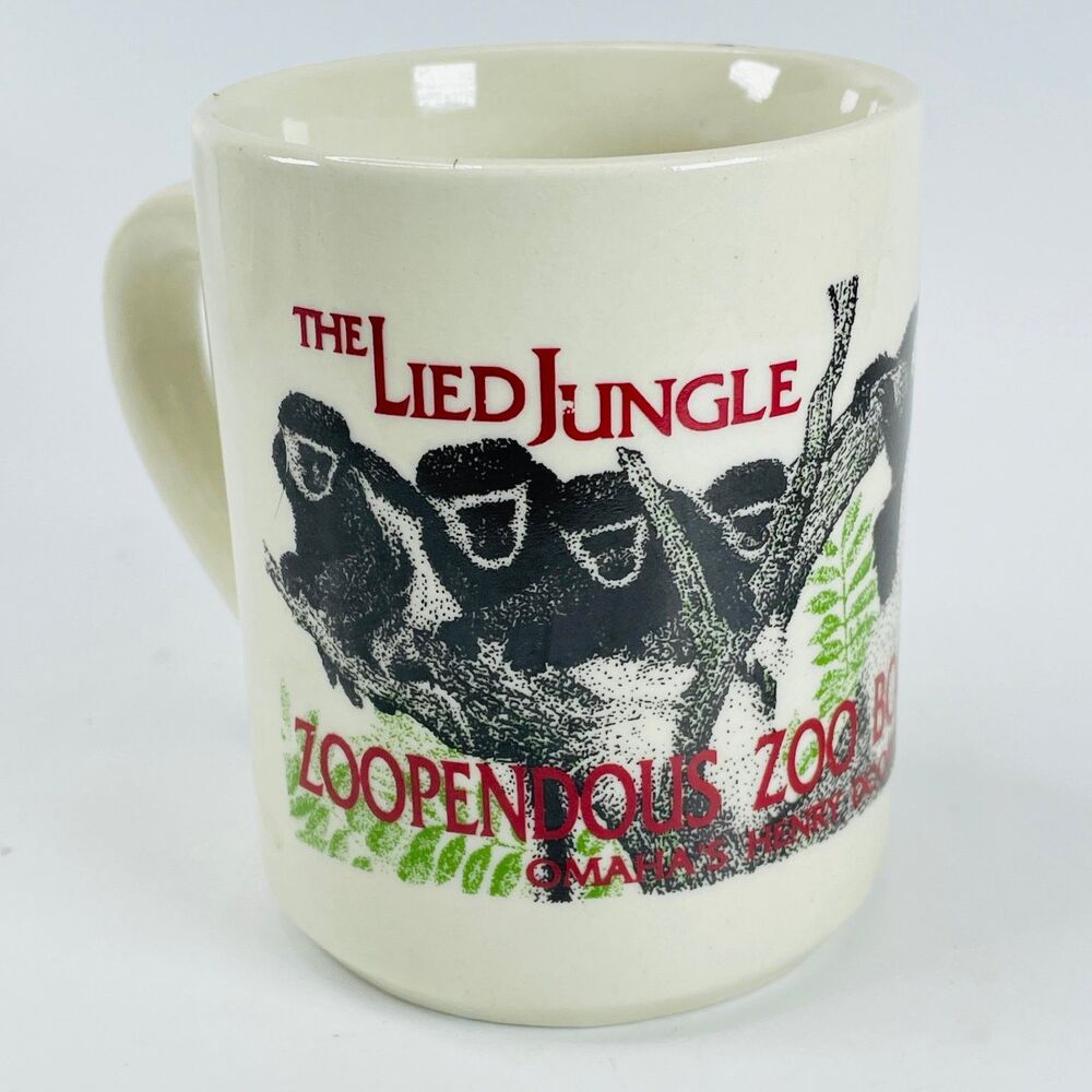 Omaha Henry Doorly Zoo Mug Cup Cream 8oz Ceramic Monkeys Lied Jungle 1992 Logo